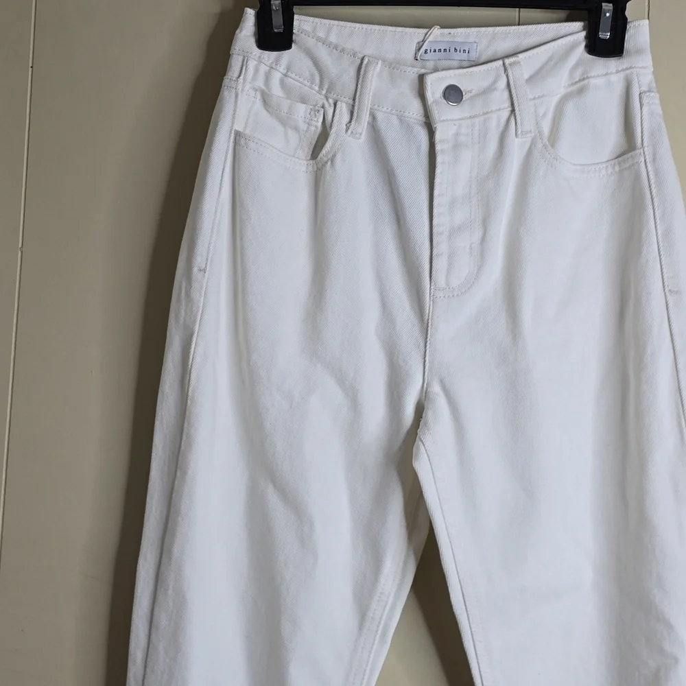 Gianni Bini X Nastia Liukin Anna Denim Straight Leg Feather Detail Jeans 25w - Picture 8 of 12